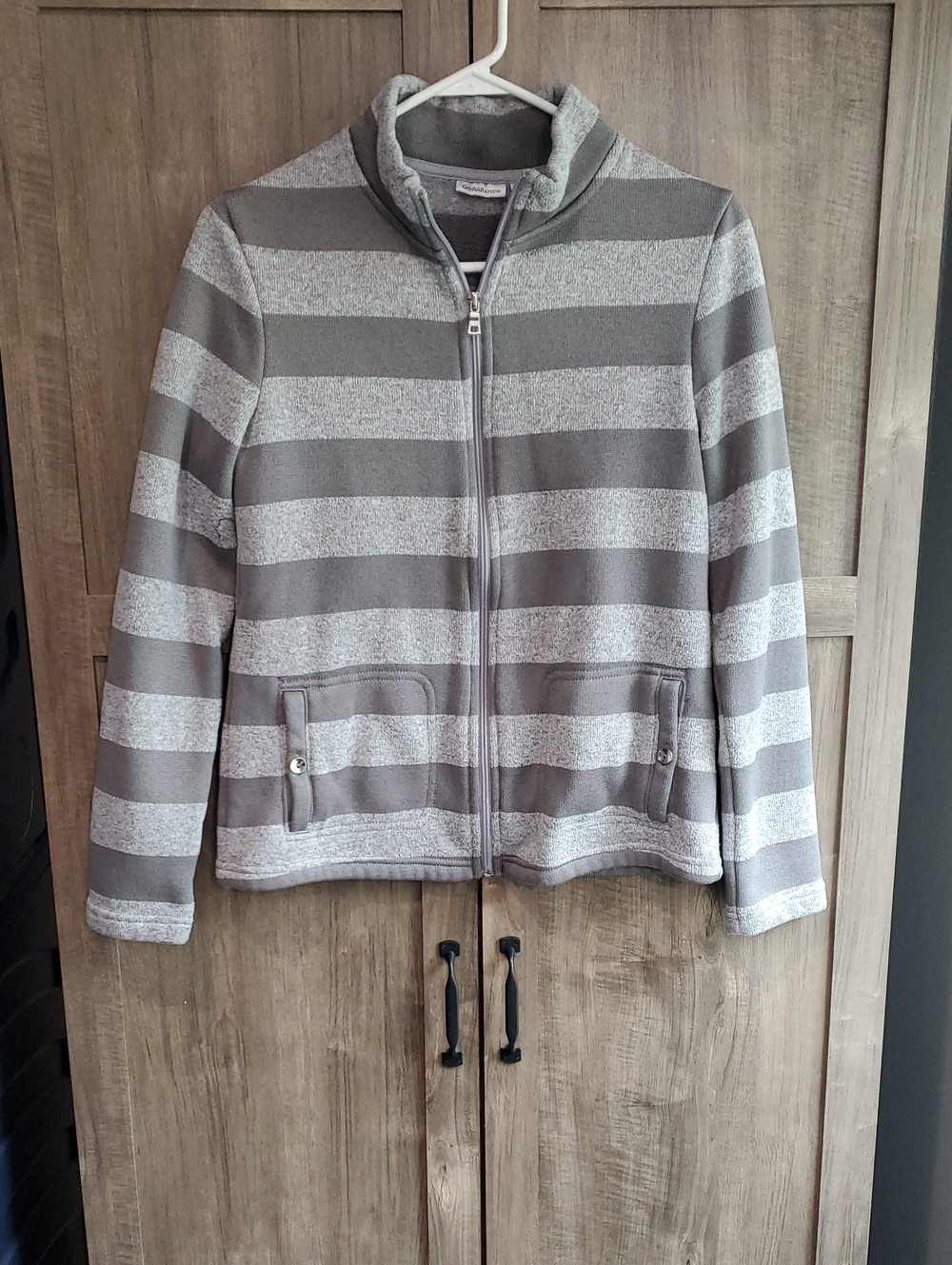 Women’s Striped Zip-Up Jacket - Gray